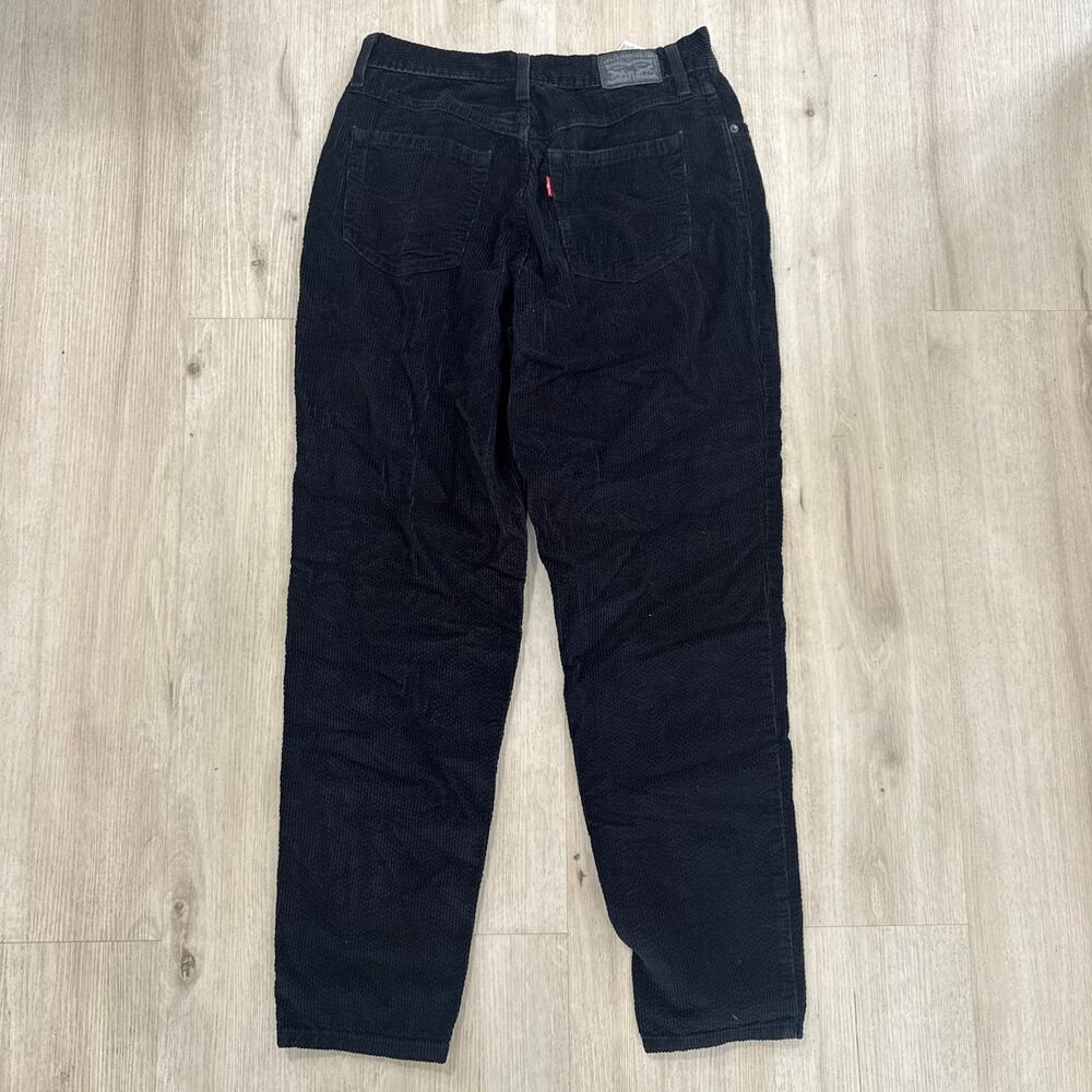 Levi's Black Corduroy Mom Jeans High Rise Tapered Straight Leg Denim Size 29